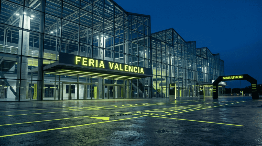 Vista profesional de la sede del HYROX Valencia 2026 en Feria Valencia, guía completa para atletas.