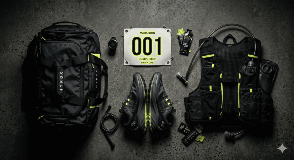 Guía completa sobre qué es HYROX: equipamiento oficial de competición, zapatillas de carbono y dorsal